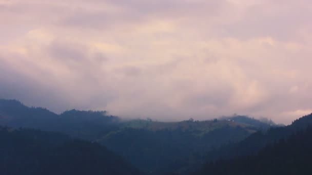 Zonne-wolken in roze kleur. landschap zonder vogels. Time-lapse — Stockvideo