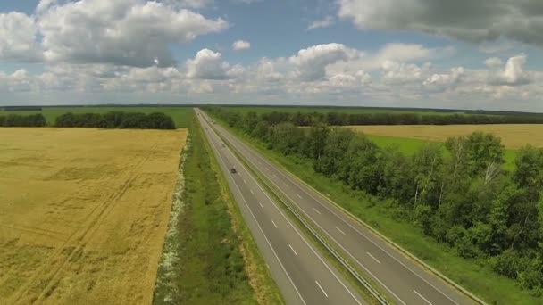 Flucht über Autobahn mit Autos. Antenne — Stockvideo