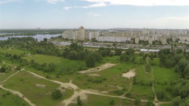 Mosca panorama da cidade e do rio. Aviação — Vídeo de Stock