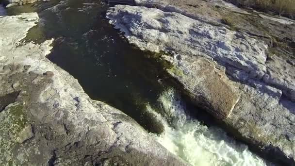 Small  river in rocks. Aerial — Stock Video