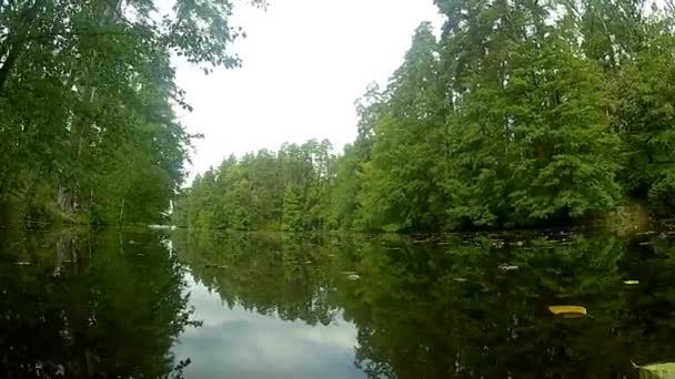 Letu nad podzimní jezero — Stock video