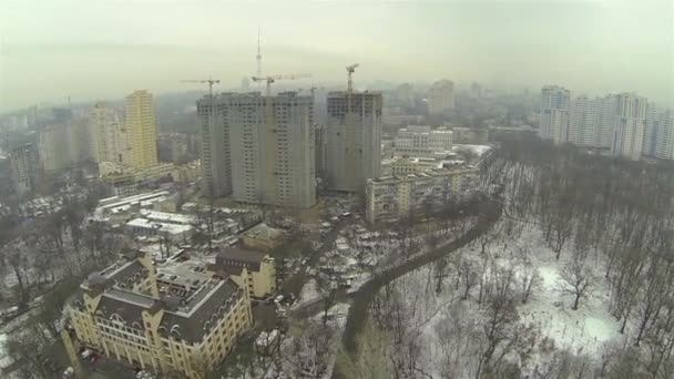 冬の都市。空中 — ストック動画