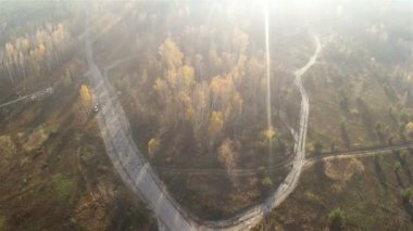 Uçuş üzerinde sarı ağaçları ile kırsal. Hava