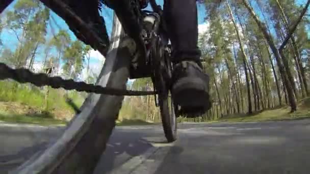 晴れた日と行く自転車。ハメ撮り底面図 — ストック動画