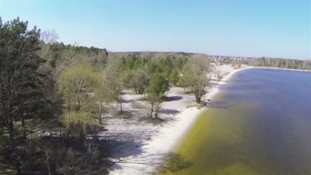 沙质海岸的湖。空中拍摄 — 图库视频影像