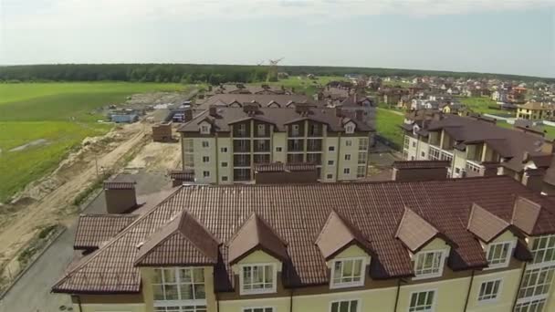 Nieuwbouw van cottage stad. Antenne, Oekraïne — Stockvideo