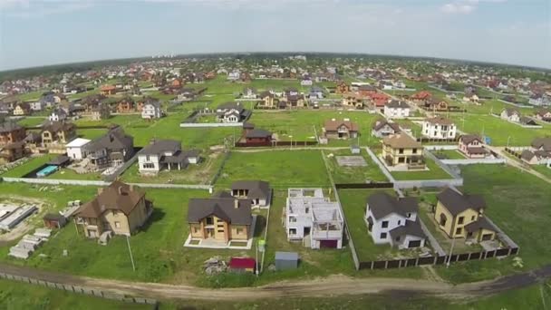 Cottage stad, dorp panorama. Antenne, Oekraïne — Stockvideo