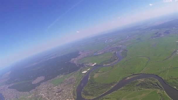 Camera filmen landschap vanaf drone op hoogte van 1,5 kilometer. POV — Stockvideo