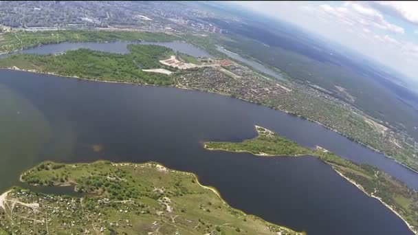 Aerial landscape from drone at  height of 1  kilometers. POV — Stock Video