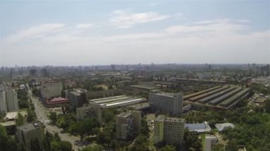 Bahar günü modern şehirde. Kiev, Ukrayna'nın başkenti hava Panoraması