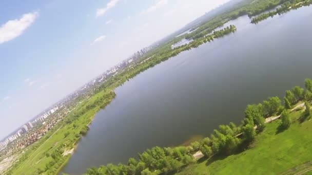 Cool turn of the plane with an inclination. FPV POV view — Stock Video