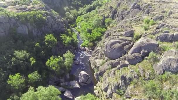 Vuelo lento dentro del cañón. Vista superior aérea de baja altura Vuelo lento dentro del cañón. Vista superior aérea de baja altura — Vídeo de stock