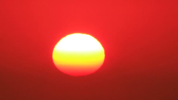 Beau ciel rouge au coucher du soleil avec des nuages rouges. Temps écoulé sans oiseaux — Video