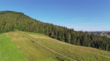 Köy Ukrayna Karpatlar dağlar ve doğa. Hava shot panorama