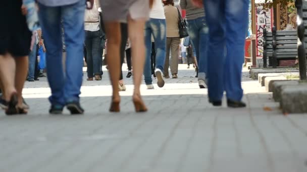 Großstadtszene mit verschwommenen Menschen, Zeitlupe. — Stockvideo