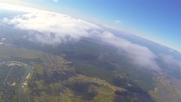 Real flight in clouds at  height of 1800 meters or 5905 ft. Beautiful landscape .Aerial  part 10 — Stock Video
