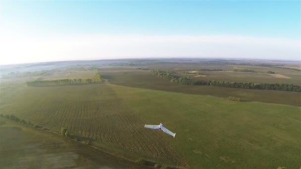 POV flyg som ögonen på drone som flygande vinge. Antenn — Stockvideo