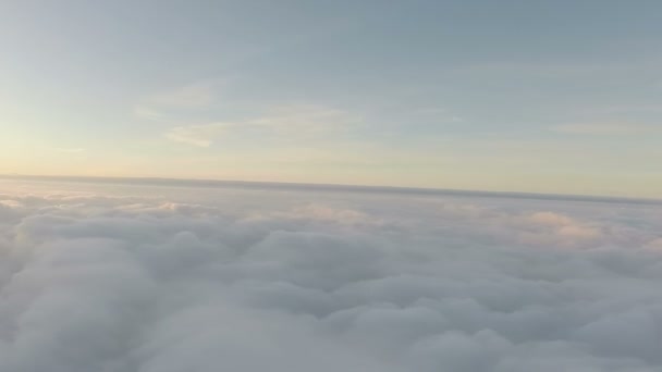 Flight over  field, lake, river in foggy  cloudy autumn day. Aerial — Stock Video