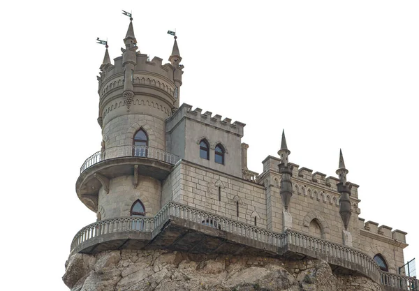 Castle Swallow Nest Sulla Scogliera Vecchio Castello Isolato Sfondo Bianco — Foto Stock