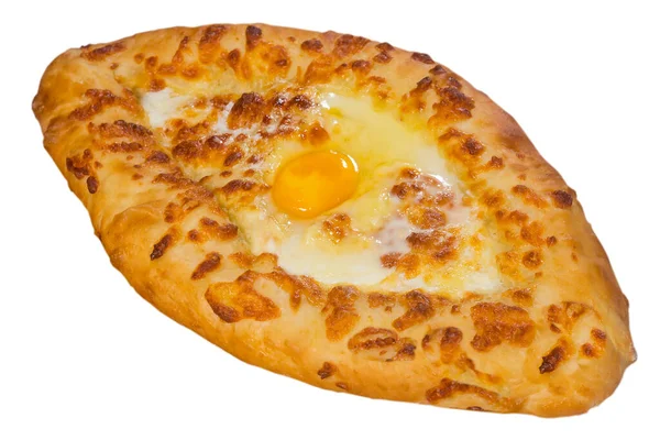 Khachapuri Beyaz Arka Planda Izole Edildi Yumurta Peynirli Fırında Tortilla — Stok fotoğraf