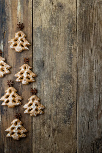 Galletas Navidad Forma Árbol Navidad Comida Año Nuevo Estrella Anís —  Fotos de Stock