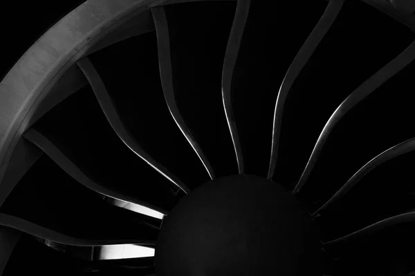 Plane Background Airplane Turbine Blades Close Airplane Engine Turbines Blade — Stock Photo, Image