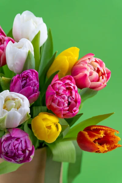 Mischung Aus Frühlingsblumen Strauß Einer Vase Vorhanden Vielfarbige Frühlingsblume Geschenk — Stockfoto