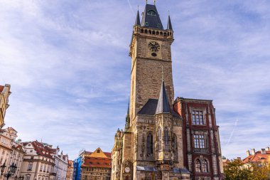 Old Town Hall Tower in Prague, Czech Republic. Old building architecture in old city Europe