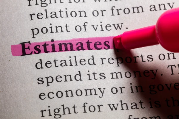 Definition of estimates — Stock Photo, Image