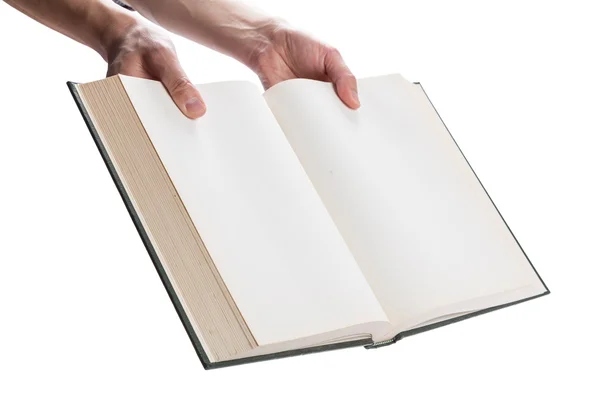 Páginas brancas em branco em um livro aberto — Fotografia de Stock