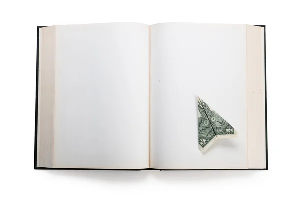 Open book and us dollar — Stock Photo, Image