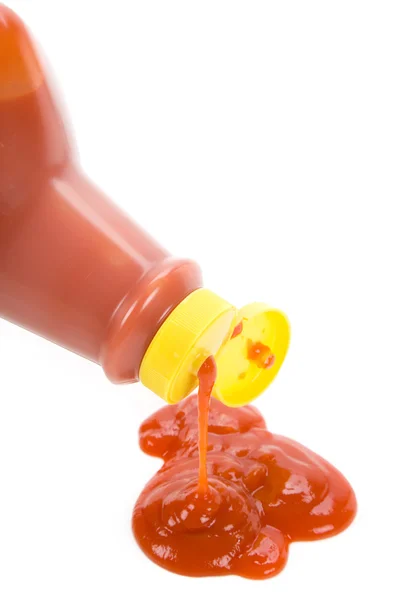Frasco de ketchup com fundo branco — Fotografia de Stock