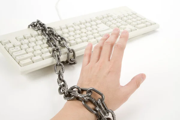 Computer Keyboard and hand — Stock Photo, Image