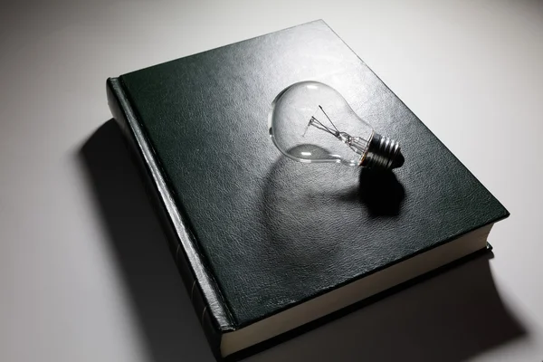 Buch und Glühbirne — Stockfoto