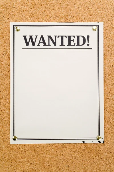 Wanted plakat z bliska strzał — Zdjęcie stockowe
