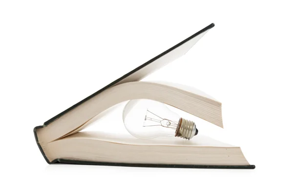 Libro e lampadina — Foto Stock