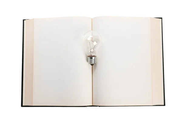 Book and light bulb — Stock Photo, Image