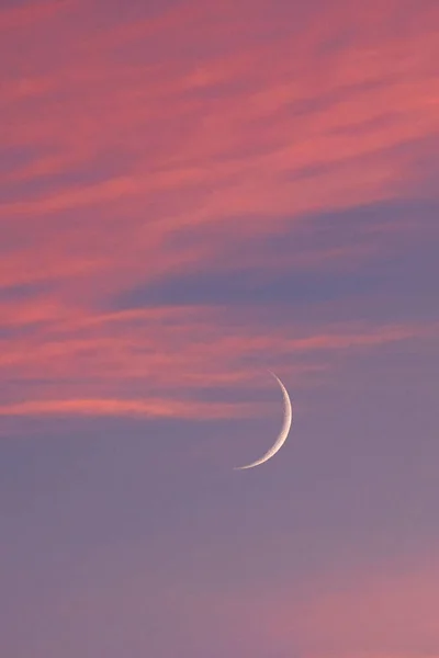 Waxing Crescent Moon and evening glow for background use