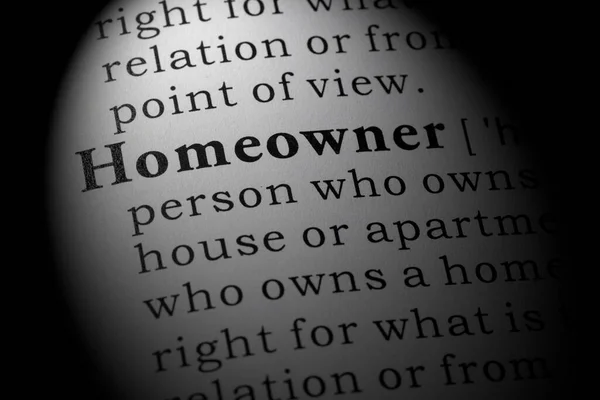 Fake Dictionary Dictionary Definition Homeowner — Stock Photo, Image