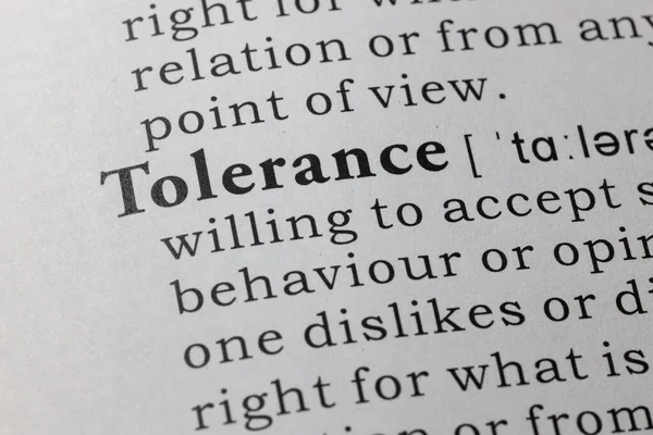 Fake Dictionary Dictionary Definition Tolerance — Stock Photo, Image