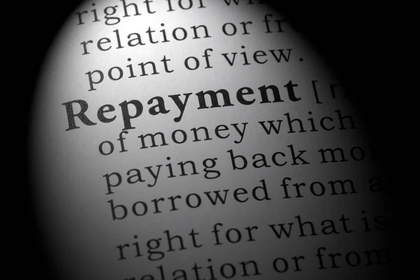 Fake Dictionary Dictionary Definition Repayment — Stock Photo, Image