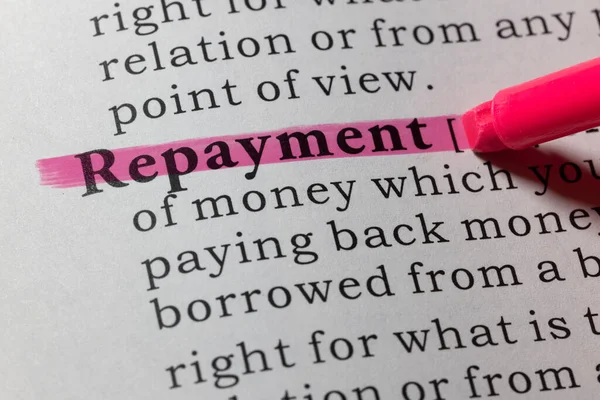 Fake Dictionary Dictionary Definition Repayment — Stock Photo, Image