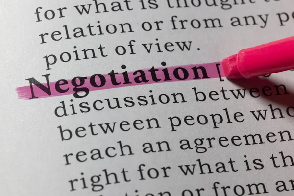 Fake Dictionary Dictionary Definition Negotiation — Stock Photo, Image