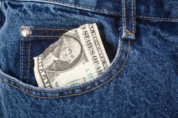Blue jean and dollars — Stock Photo, Image