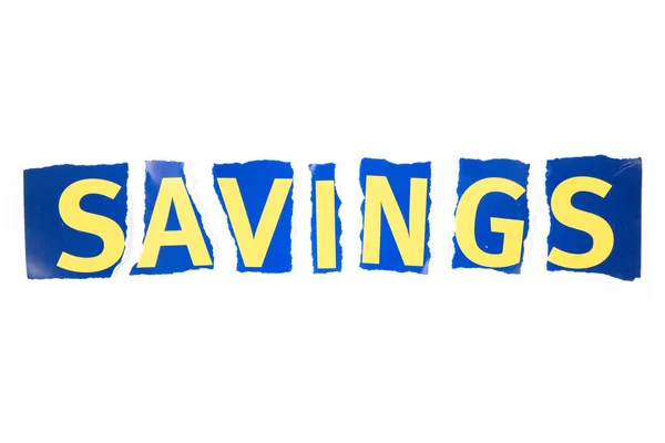 Текстовое слово сбережения — стоковое фото