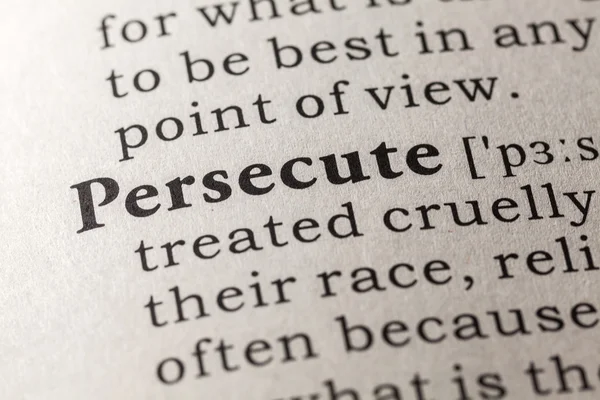 Definizione della parola persecute — Foto Stock