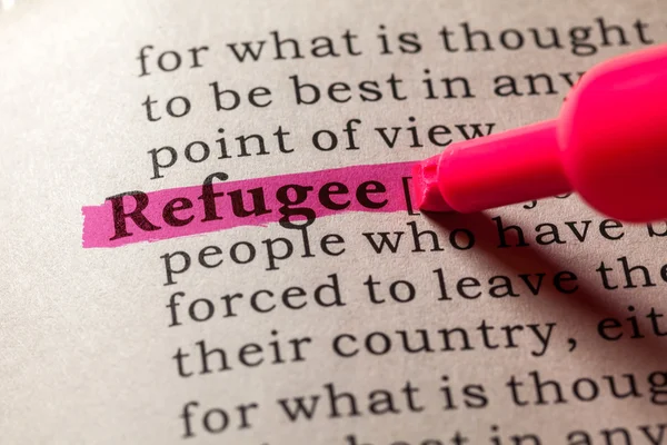 Definition of the word refugee — Stock Photo, Image