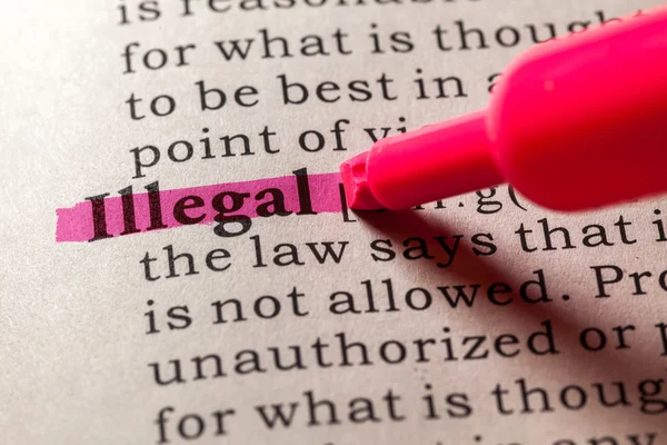 Definizione del termine illegale — Foto Stock