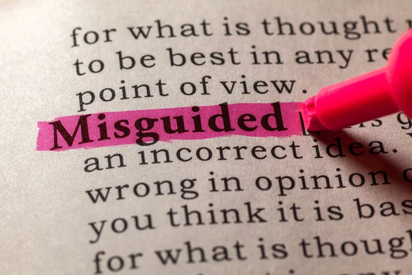 Definition of the word misguided — Stock Photo, Image