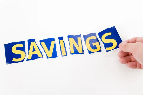Text ordet besparingar — Stockfoto